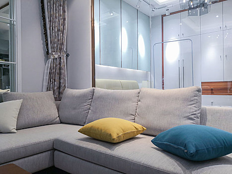 现代客厅,内饰,舒适的,沙发