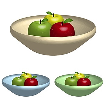 图像,多样,苹果,彩色,碗,隔绝,白色背景