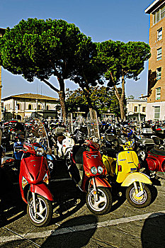 意大利,托斯卡纳,锡耶纳,停放,摩托车