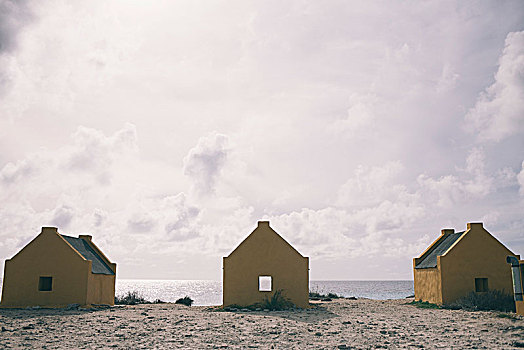 三个,房子,博奈尔岛,岛屿,荷兰,加勒比