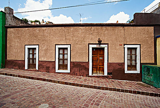 瓜纳华托,墨西哥,简单,设计,房子,陡峭,道路
