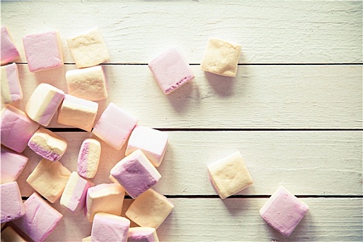 粉色,白色,果浆软糖,上方,木桌