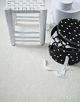 凳子,编织物,座椅,圆点花纹,帽盒,白色背景,地毯