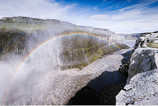 彩虹,上方,河,峡谷,冰岛