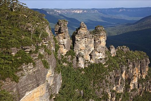 澳大利亚,新南威尔士,著名,三个,岩石构造,蓝山,靠近,卡通巴