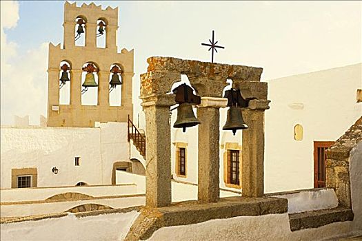 悬挂,教堂,寺院,帕特莫斯岛,多德卡尼斯群岛,希腊