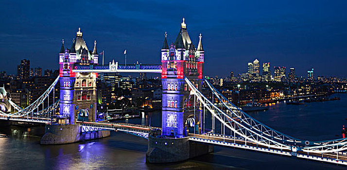 塔桥,黄昏,特别,光亮,金丝雀码头,背影,伦敦,英格兰,英国,欧洲