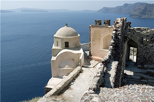 教堂,遗址,圣托里尼岛,希腊