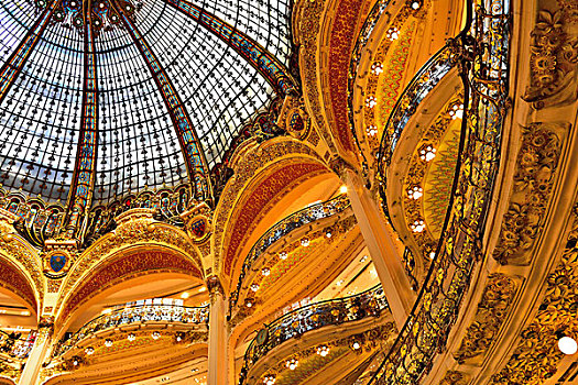 新艺术,玻璃,圆顶,奢华,百货公司,大道,巴黎,法国,欧洲