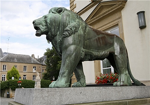 狮子,雕塑,卢森堡,城市