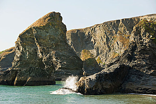 岩石构造,泡沫,海岸,康沃尔,南英格兰,英格兰,英国,欧洲