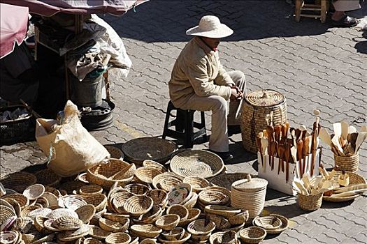 坐,市场,麦地那,马拉喀什,摩洛哥,北非