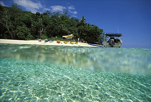 斐济,岛屿,漂流者,青绿色,水