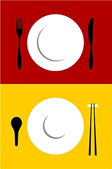 餐具摆放,背景,红色,黄色
