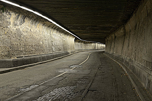 隧道,夜晚,杜伊斯堡,盆,北莱茵威斯特伐利亚,德国