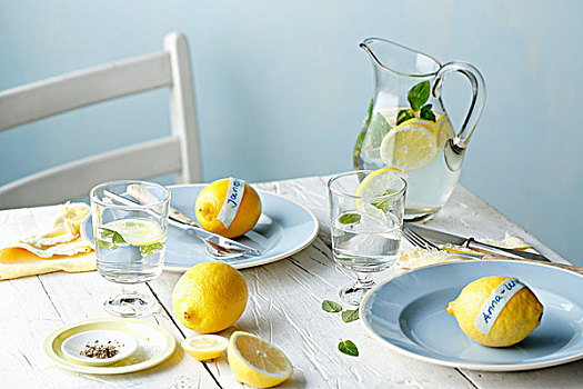 桌子,柠檬,柠檬水