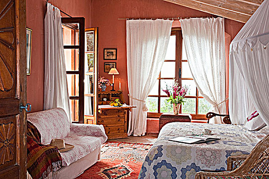 漂亮,卧室,别墅,西班牙