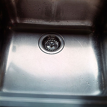 不生锈,钢铁,厨房,水槽,圆,金属,滤水器,水,水滴,北爱尔兰,2007年