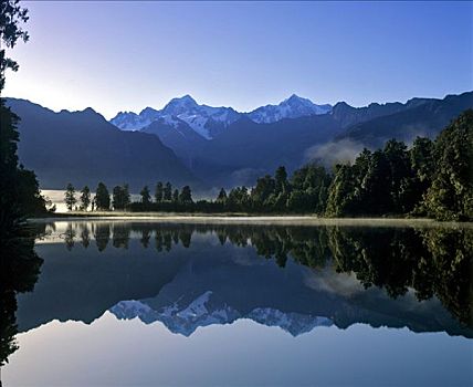 湖,奥拉基,库克山,反射,水面,南阿尔卑斯山,南岛,新西兰