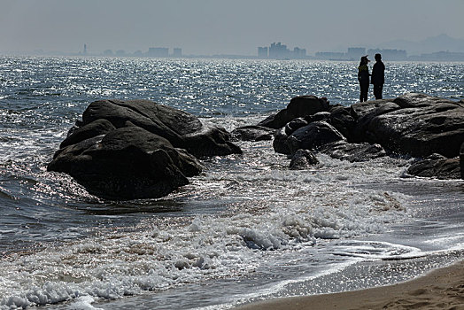 北戴河,海边,老虎石,浴场,沙滩,礁石,海浪,游客,婚纱照,情人,爱情