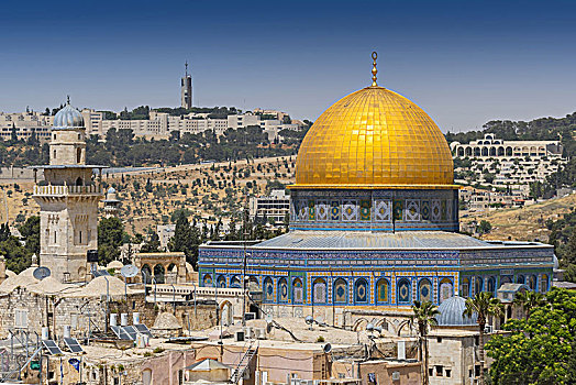 风景,老城,耶路撒冷,穹顶,石头,以色列