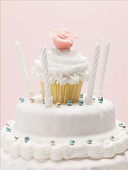 白色,生日蛋糕,蜡烛