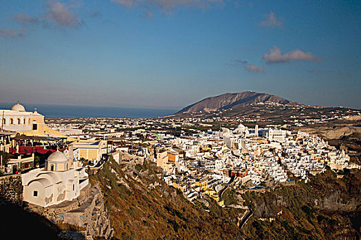 希腊,锡拉岛,火山口,峭壁,建造,家,商务
