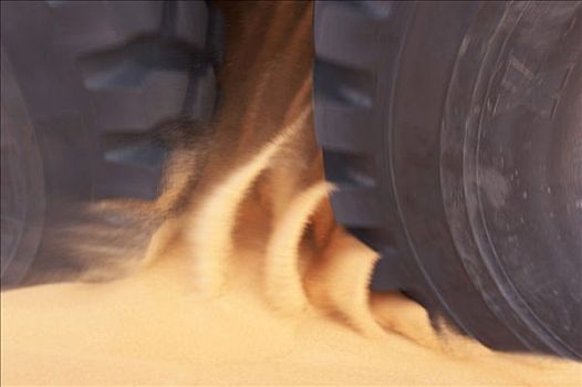 轮胎,挖,软,沙子
