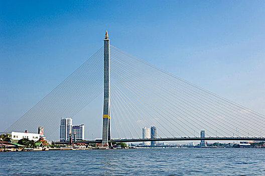 吊桥,湄南河,曼谷,泰国,亚洲