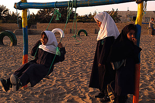 孩子,操场,乡村,南,城市,省,伊朗,一月,2004年