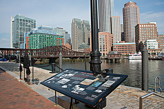 马萨诸塞,波士顿,市区,城市天际线,水岸,区域,风景,码头,历史,南,大幅,尺寸
