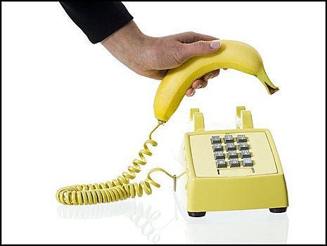 特写,手,香蕉,电话听筒