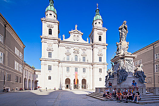 游客,穹顶,广场,萨尔茨堡,奥地利