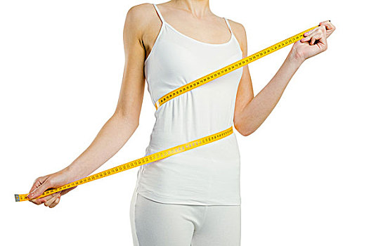 纤细,女人,测量,腰部