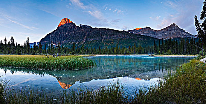日出,上方,攀升,卡夫拉,山,河,班芙国家公园,艾伯塔省,加拿大