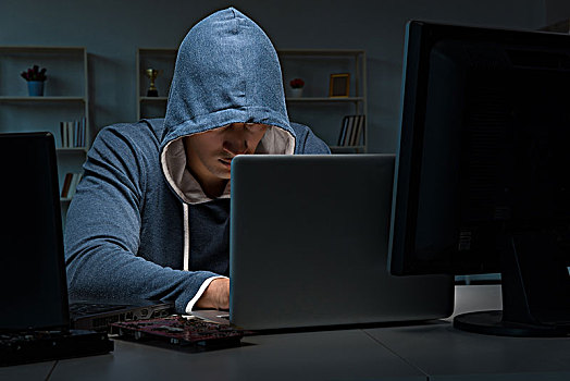 黑客,黑客攻击,电脑,夜晚