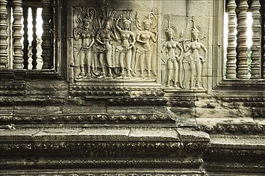 浅浮雕,吴哥窟,吴哥,柬埔寨
