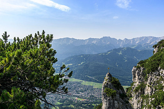 德国,巴伐利亚,巴伐利亚阿尔卑斯山,加米施帕藤基兴,风景,上升