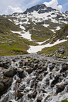 瀑布,奶奶,奔宁山脉,瓦莱,阿尔卑斯山,瑞士,欧洲