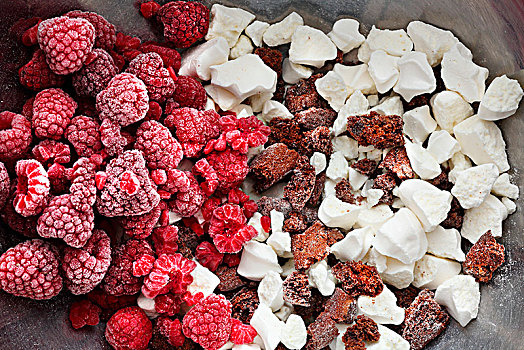冰冻,树莓,蛋白甜饼,巧克力饼干,冰,蛋糕