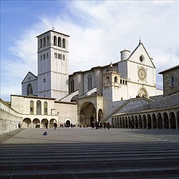 教堂,寺院,广场,阿西尼城,翁布里亚,意大利,欧洲