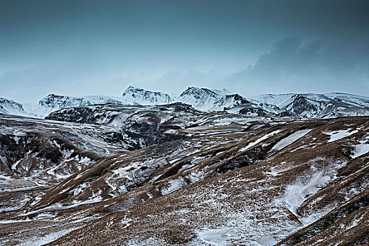 雪,遥远,山脉,冰岛
