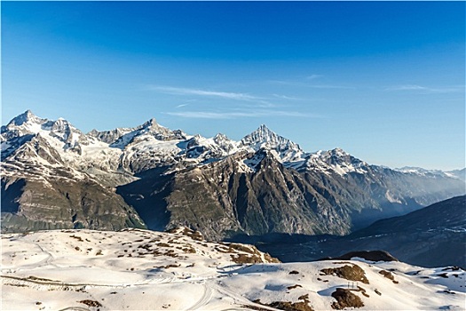 山脉,风景,蓝天,阿尔卑斯山,区域,策马特峰,瑞士