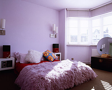 薰衣草,卧室,双人床,质地,粉色,被面