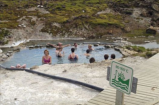 放松,沐浴,温暖,水,温泉,标识,冰岛