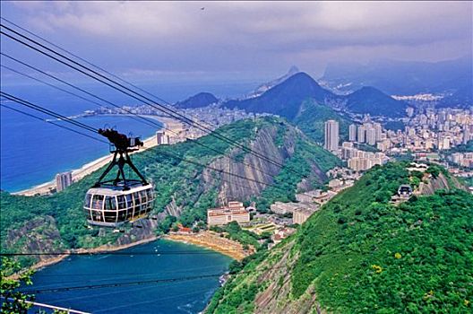巴西,里约热内卢,全视图,城市,上面,索道