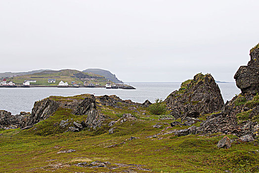 岩石,风景,面对,北极圈,海洋,挪威北部