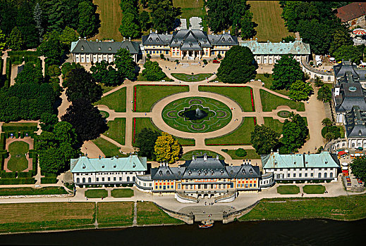 城堡,巴洛克,花园,航拍,德累斯顿,萨克森,德国,欧洲