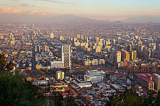 俯视,城市,圣地亚哥,智利