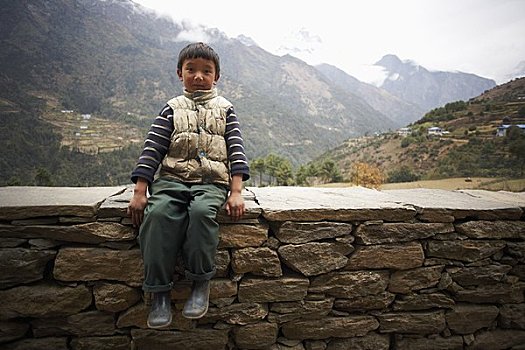 男孩,肖像,尼泊尔